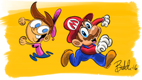 Mario and Timmy Turner in the Fairly Oddparents style.