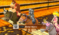 Metal Mario riding on a horse in Advanced difficulty from Mario Sports Superstars