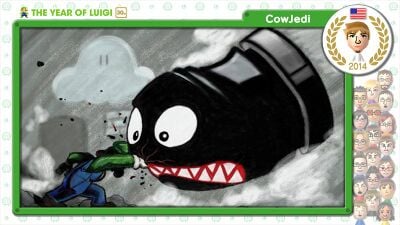 The Year of Luigi art submission created by Miiverse user CowJedi and selected by Nintendo