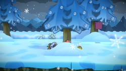 Mario getting a Coin from a tree in Path to Fahr Outpost of Paper Mario: The Thousand-Year Door for Nintendo Switch.