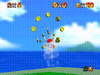 Animated screenshot of Wing Mario collecting Secrets in Bob-omb Battlefield from Super Mario 64.