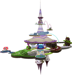 Artwork of the Comet Observatory from a Super Mario Galaxy + Super Mario Galaxy 2 website.