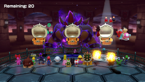 A minigame involving three treasure chests in Super Mario Party Jamboree