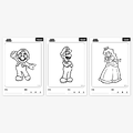 The three Super Mario coloring sheets