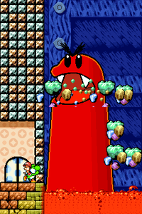 Gargantua Blargg Island Museum exhibit in Yoshi's Island DS