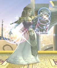 Princess Zelda using her Transform move in Super Smash Bros. Brawl