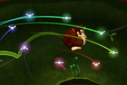 A screenshot from Donkey Kong Jungle Beat showcasing combo fairies