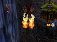 A red Banana Bunch and a Bonus Barrel for Diddy Kong in Crystal Caves.