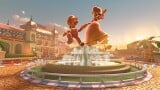 View of the Luigi and Daisy statues on Wii Daisy Circuit