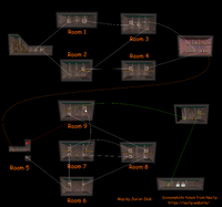 A map of Merlee's Basement from Super Paper Mario.