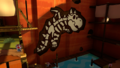 The Draggadon fossil in Paper Mario: Color Splash before coming to life