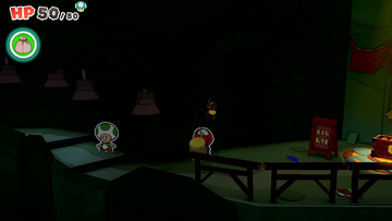 Hidden Toad No. 4 of Earth Vellumental Temple in Paper Mario: The Origami King