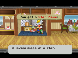 Mario getting the Star Piece from Chef Shimi in Paper Mario: The Thousand-Year Door.
