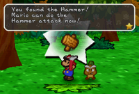 Mario finding Goompa's Hammer.