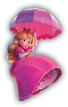 Peach floating with her parasol