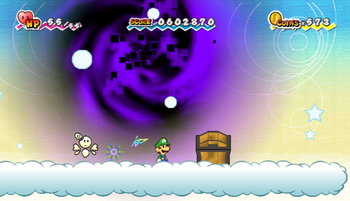 Fourth treasure chest in The Overthere of Super Paper Mario.