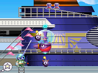 Wario battling Count Cannoli inside the Mad Hat Mk. I in Wario: Master of Disguise.