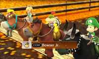 Bowser Jr. riding on a horse in Advanced difficulty from Mario Sports Superstars