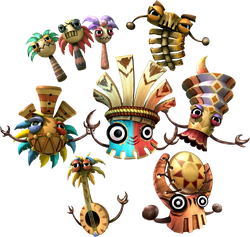 Artwork of the Tiki Tak Tribe from Donkey Kong Country Returns HD