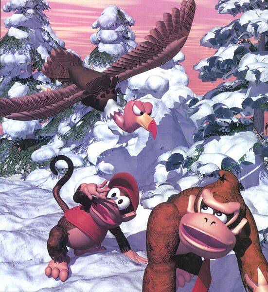 File:DK and Diddy in snow area DKC.jpg