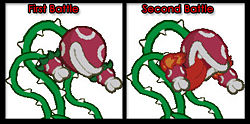 The differences of Lava Piranha's battle forms.