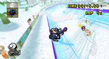 The half-pipe area with Shy Guy Snowboarders