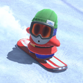 A red Snowboarding Shy Guy in Mario Kart World