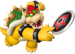 Bowser throwing a disc.