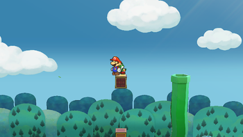 Last block in the Petal Meadows in the remake of Paper Mario: The Thousand-Year Door for the Nintendo Switch.