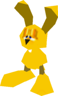 Rendered model of MIPS, the yellow rabbit from Super Mario 64.
