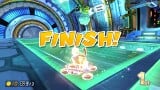 Link winning the race on the track