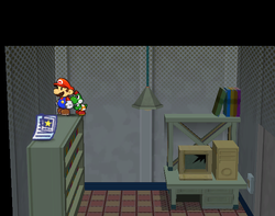 Mario near the Dubious Paper in Glitz Pit of Paper Mario: The Thousand-Year Door.