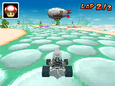 Dry Bones racing on the course in Mario Kart DS.