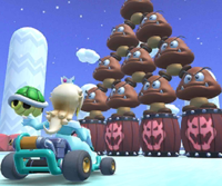 Thumbnail of the Daisy Cup challenge from the Singapore Tour; a Goomba Takedown challenge set on RMX Vanilla Lake 1