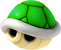 Artwork of a Green Shell, from Mario Kart Wii.