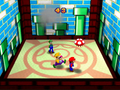 Mario, Luigi, and Wario chasing after the Mushroom in Mario Party 3