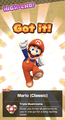 Earning Mario (Classic) upon completing the first set of Summertime Challenges in the Summer Tour