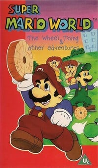 Cover for The Wheel Thing & Other Adventures, a British VHS release for Super Mario World.