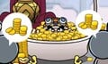 The Alien Bunnies begging Wario to give them money