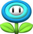 It's the same thing as the Fire Flower, but it shoots ice balls and gives you a cyan shirt instead of white (Ice Flower). It's also 35 coins.