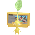 Yellow Pikmin carrying a Super Mario Bros Game Pak (Famicom)