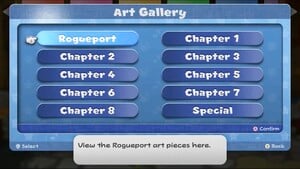 The Art Gallery menu in Paper Mario: The Thousand-Year Door (Nintendo Switch)