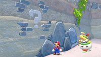 Mario and Bowser Jr. looking at unpainted grafitti in Super Mario 3D World + Bowser's Fury