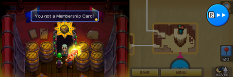 Mario getting the Membership Card from the S. S. Chuckola crewsman in S. S. Chuckola part of Teehee Valley of Mario & Luigi: Superstar Saga + Bowser's Minions.