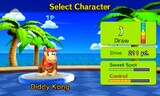 Character select screen with Diddy Kong.