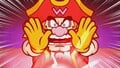 Captain Wario terrified by the large energy ball coming at him