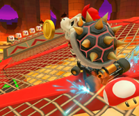 Thumbnail of the Bowser Jr. Cup challenge from the 2023 Bowser Tour; a Combo Attack challenge set on RMX Bowser's Castle 1T