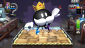 In a two-player match, King Bob-omb discards a random bomb, causing the player to be unable to attack.