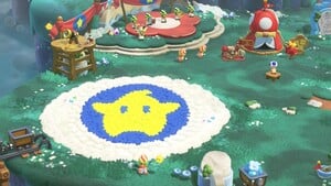 The decorations for Camp Central after using a Mario and Luma amiibo in Super Mario Bros. Wonder – Nintendo Switch 2 Edition + Meetup in Bellabel Park