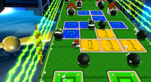 Mario stepping on Flipswitch Panels while avoiding Mini Chomps.